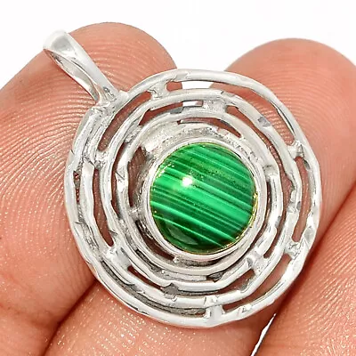 Natural Malachite - Morocco 925 Sterling Silver Pendant XA7 CP13530 • £5.75