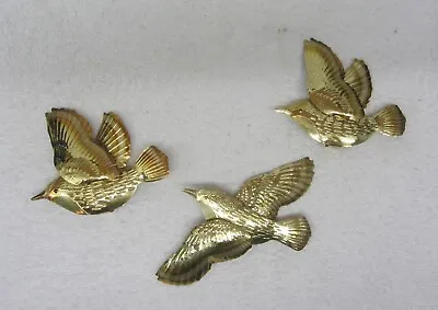 Set Of 3 Vtg HOMCO Flying Birds Wall Art Decor Metal Gold Copper Brass Toned • $13.99