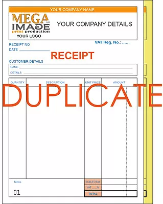 Personalised Duplicate A5 Invoice Book / Pad Print / Ncr / Receipt/ Order • £9.50