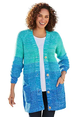 $41.35 • Buy Woman Within Women's  Plus Size Ombre Shaker Cardigan
