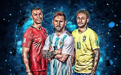 £20 • Buy Ronaldo Messi Neymar Iconic Football Large Wall Art Framed Canvas Picture 20x30 