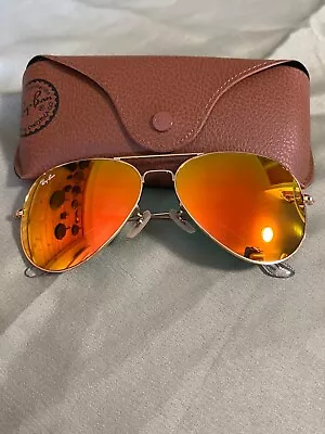 Ray-Ban Aviator Sunglasses RB3025 55-14mm Gold Frame/Orange Flash Lens • $4.25