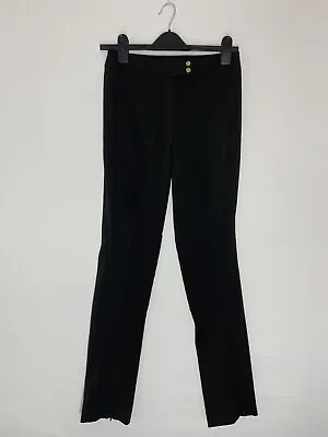 Karen Millen Trousers 10 Black Stitching Detail Mid Rise Zip Fly Straight Leg • £16.95