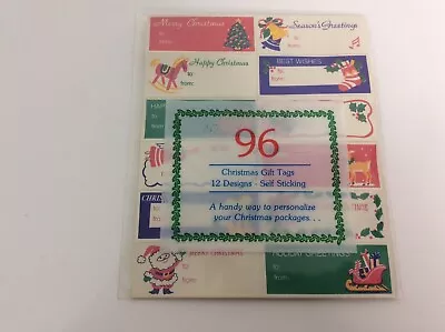 Vintage 96 Self Stick Christmas Gift Tags New Old Stock • $14.99