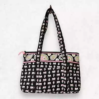 Vera Bradley Purse Pink Elephant Paisley Quilted Retired 2007 Over Shoulder Tote • $28