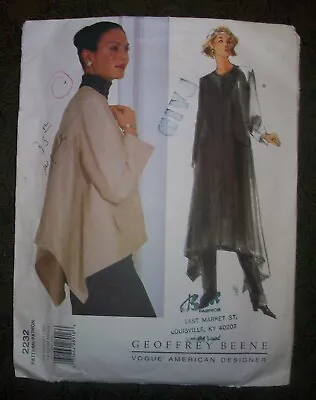 VOGUE Vintage 90s Geoffrey Beene Sewing Pattern 2232 Loose Petite Jacket • $9.50