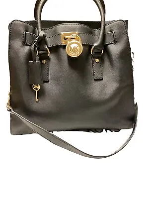 Michael Kors Hamilton Women Large Shoulder/Hand Bag Saffiano Leather Matte Black • $30