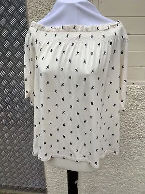 M & S Ladies Ivory Patterned Bardot Style Top - Size 18 • £6