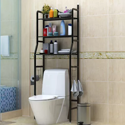 3 Tier Over Toilet Storage Unit Bathroom Shelf Rack Space Saving Organizer Stand • £10.95