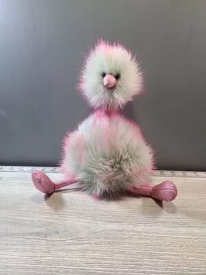 JellyCat Mint Green & Pink Raspberry Sparkle Pom Pom Bird Ostrich Plush - 14   • $21