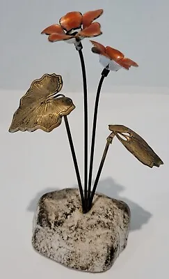 Vintage Bovano Of Cheshire Enamel Metal Copper Flowers ~ Sculpture~4.5  Tall~EUC • $18.95