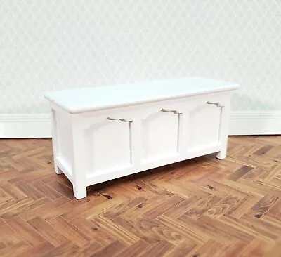 Dollhouse Chest Blanket Trunk 1:12 Scale Miniature Furniture White Wood • $10.50