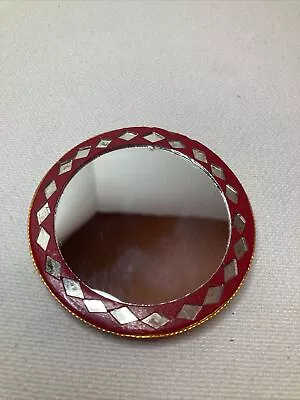 Vintage Mosaic Red Black Pocketbook Mirror • $6