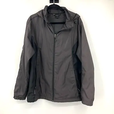 North End Black Full Zip Lightweight Mesh Lined Pocket Hood Packable Jacket Coat • $20