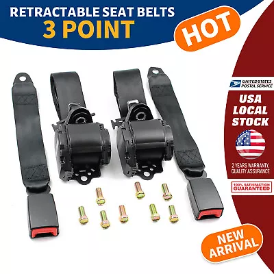 Universal Retractable 3-Point Car Seat Belt Lap&Diagonal Belt Auto Accessories • $41.99