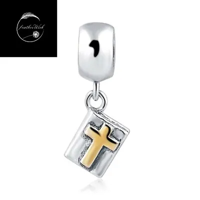 Genuine Sterling Silver 925 Holy Bible God Religious Book Dangle Pendant Charm • £17.99