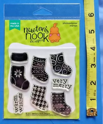 Buy4=freeship  8 Clear Stamps Newton's Nook Designs Stylish Stockings Christmas • $5