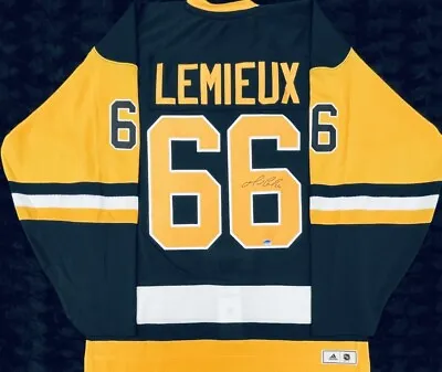 Mario LEMIEUX Signed Pittsburgh Penguins Pro Adidas Black Jersey • $2499