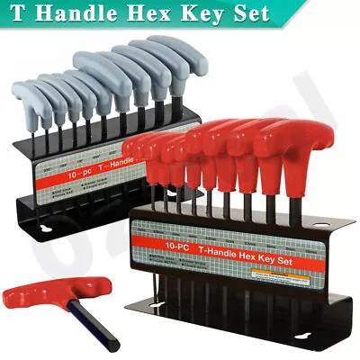 T Handle Hex Key Set Metric And Or SAE 10 To 20pcs Allen Allan Keys T Bar Wrench • $14.99