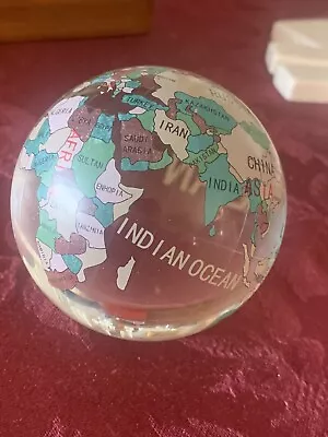 $75 • Buy Miniature Glass Globe Of Continents Oceans  Russia Name Vintage 3” Diameter EX!
