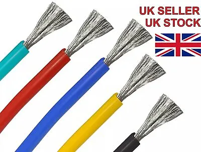 Flexible Soft Silicone Wire Cable 4/6/8/10/12/14/16/18/20/22 AWG Many Colours. • £5.99