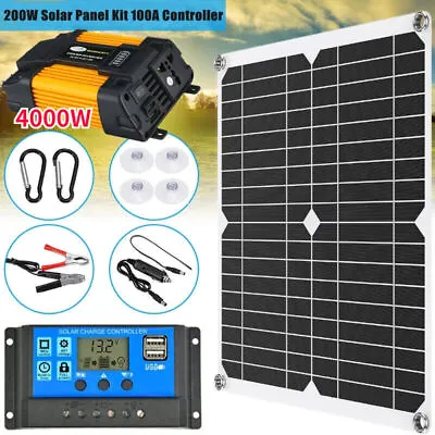 6000W Inverter 200W Solar Panel Kit Solar Power Generator Home Grid System • £41.66