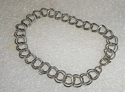 Vintage Sterling Silver Double Link Starter Charm Bracelet • $22