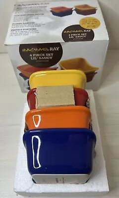 Rachael Ray 4 Piece Set Lil' Saucy Stoneware Set Blue-Orange-Red-Yellow New • $20