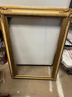 VTG Frame Ornate Wood Gold&beigh Art Gesso Painting Picture Sz 24x36” Mexico • $85