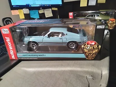 1969 Ford Mustang Mach 1 Grabber Blue Auto World American Muscle 1:18 #amm1181 • $189.99