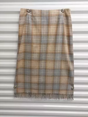 Vtg Pendleton 100% Virgin Wool Plaid Fringe Bottom Skirt Straight Lined Size 14 • $36