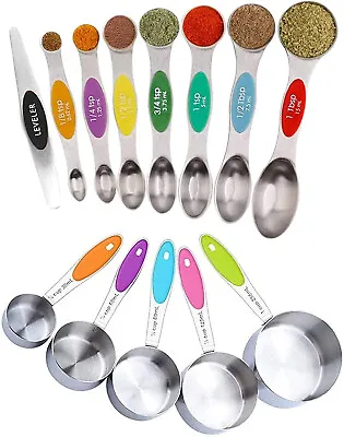 Stainless Steel Measuring Cups And Magnetic Spoons Set Of 13 Pcs • $24