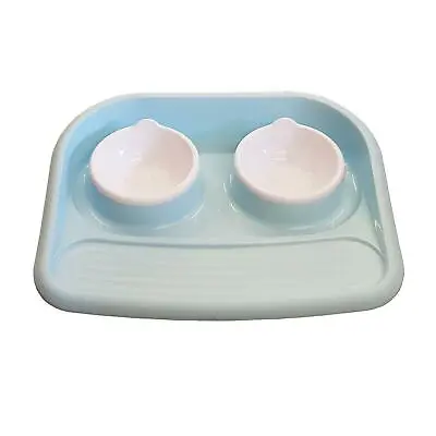 £8.19 • Buy PET FOOD + WATER BOWL FEEDING STATION TRAY SET Dog Cat Puppy STOP OVERSPILL