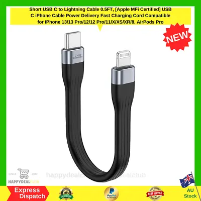 $32.60 • Buy Short USB C To Lightning Cable USB C Iphone Cable Power Delivery Fast Charging