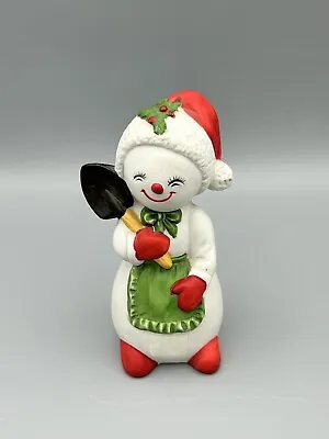 ENESCO Ceramic Snowman  Mrs. Frosty Figurine Figure Vintage • $10