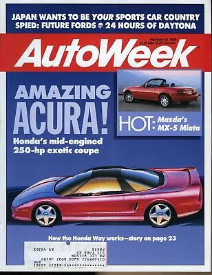 AutoWeek Magazine February 13 1989 Mazda MX-5 Miata Honda Acura Exotic Coupe • $9.99