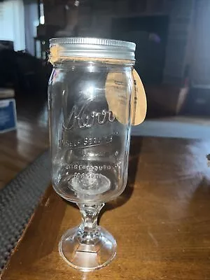 Redneck Stemware Kerr Mason Jar On A Wine Glass Stem 32oz Widemouth. New W/ Tag • $20