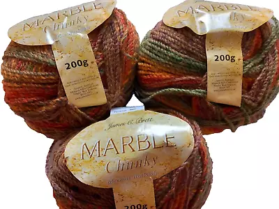 James C Brett Marble Chunky 200g Knitting Wool - Various Colours • £9