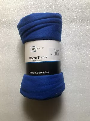 MAINSTAYS ROYAL BLUE FLEECE THROW BLANKET 50 X 60 • $9.50