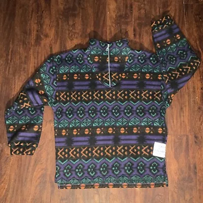 Vintage S.Oliver Aztec Fleece 1/4 Zip Pullover Fleece Sweater Mens M Geo Mult • $21.95