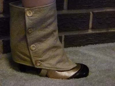 OOAK Steampunk Brown & Tan Suede Type Spats (cosplay Perfect High-heeled Style) • $8.50