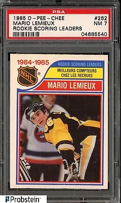 1985 O-Pee-Chee OPC Hockey #262 Mario Lemieux Rookie Scoring Leaders PSA 7 NM • $6.50