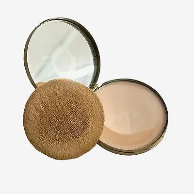 Vintage Coty French Gold Makeup Powder Compact W/ Mirror & Puff MCM • $17.49