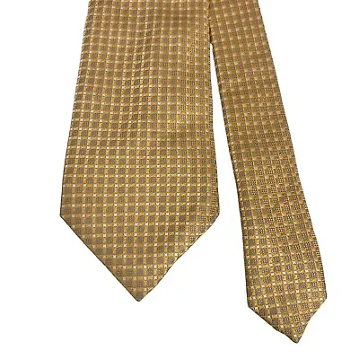 Canali Men's Tie Pumpkin/Gold Geometric Silk 3 5/8  (Width) X 60.5  (Length) Guc • $32.29