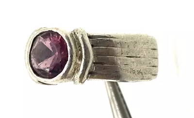 Mens Solid Art Deco Purple Amethyst Sterling Silver 925 Ring Size 8 • $48