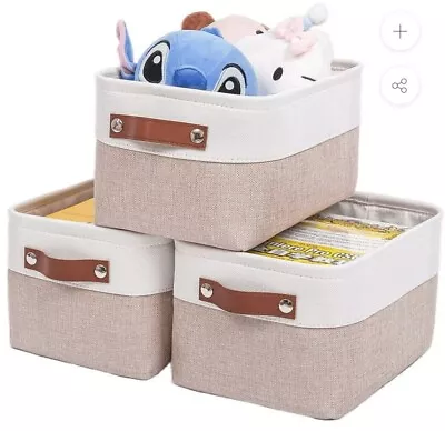 Mangata Set Of 3 Fabric Storage Boxes / Basket With Handles 45 X 35 X 24cm • £20