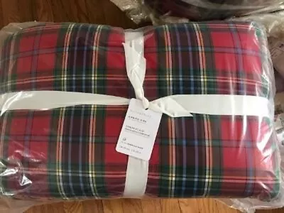 Pottery Barn Simon Plaid Comforter Set Red King 2 Standard Shams Sherpa Tartan • $358