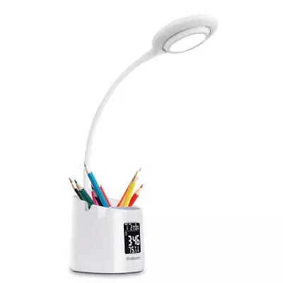 Simplecom EL621 LED Desk Lamp With Pen Holder And Digital Clock Rechargeable • $89.62