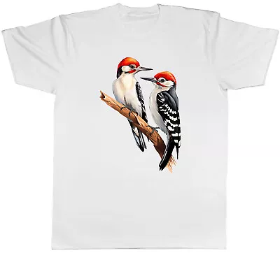 Indian Woodpeckers Mens T-Shirt Two Birds On A Branch Tee Gift • £8.99