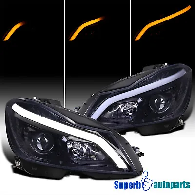 For 2012-2014 Benz W204 C-Class 2/4Dr Smoke Projector Headlights+LED Sequential • $396.98